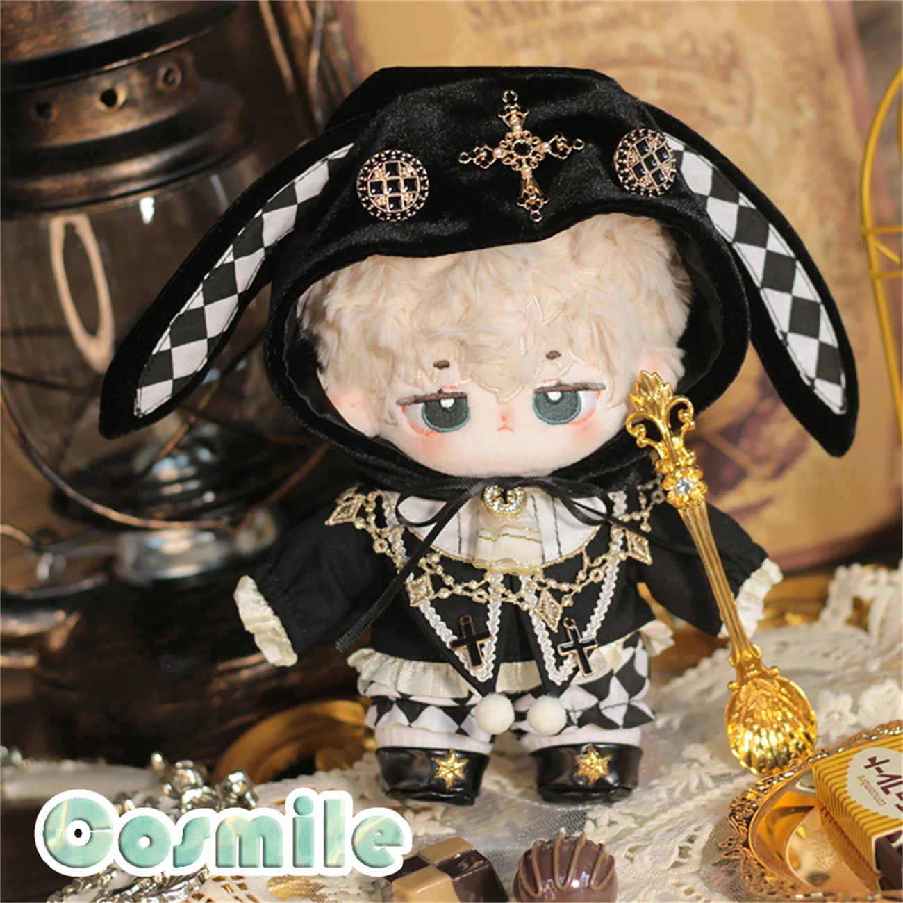 No Attributes Idol Gothic Black Punk Fairy Tale Rabbit Costume for Stuffed 15cm Plush Dol Accessories Doll's Clothes KL Hua Jul