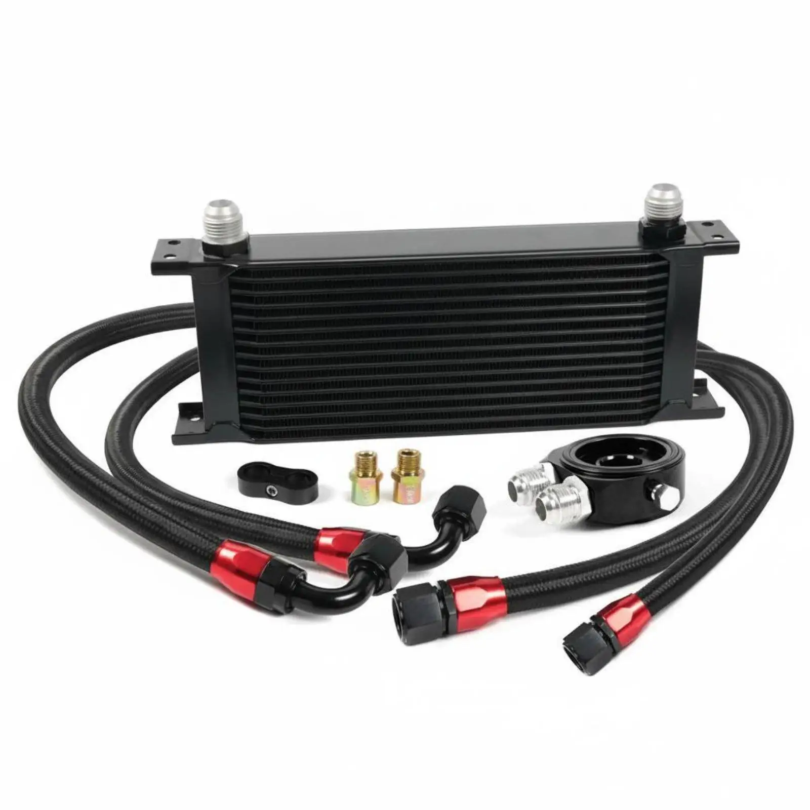 10 Row Oil Construction AN10 Engine Oil Heat Exchanger Powder-Coated and Oxidized Automotive Cooling System for, Towing,