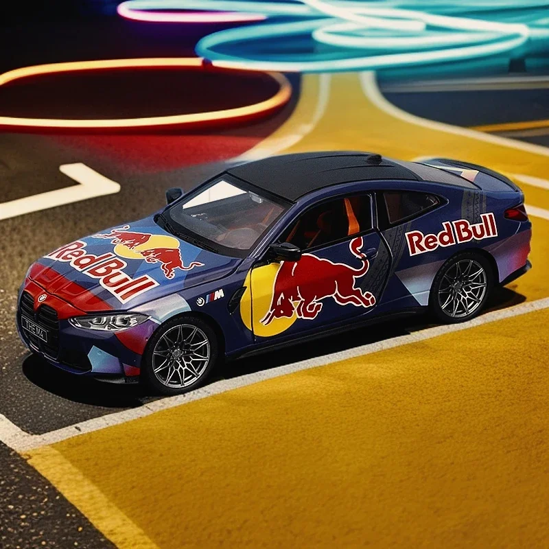 CCA 1/24 M4 G82 Alloy Car Model Red Bull Co Branded Racing Car Simulation Sound And Light Toy