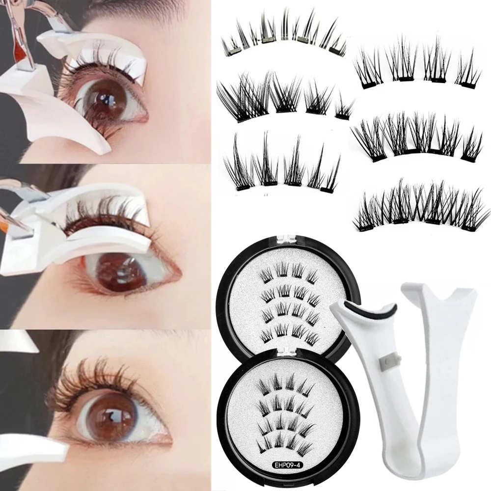 New Kit 3D Natural Effect Magnetic Reusable Eye Makeup False Lashes Beauty Eyelashes Supplies