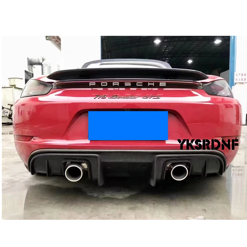 Rear Diffuser Lip Splitters Cover fit for Porsche 718 Cayman Boxster 2016-2022 Real Carbon Fiber Bumper Protector Double out FRP