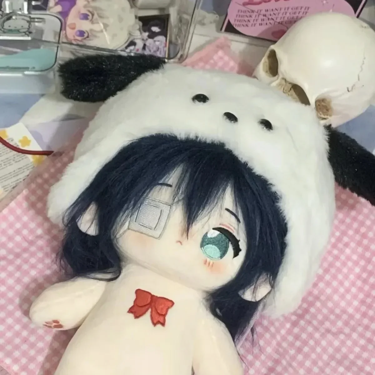 20cm Japan Anime Take On Me Takanashi Rikka Blue Hair Lovely Cartoon Girl Cosplay Plush Doll Stuffed Body Dress Up Cotton Doll