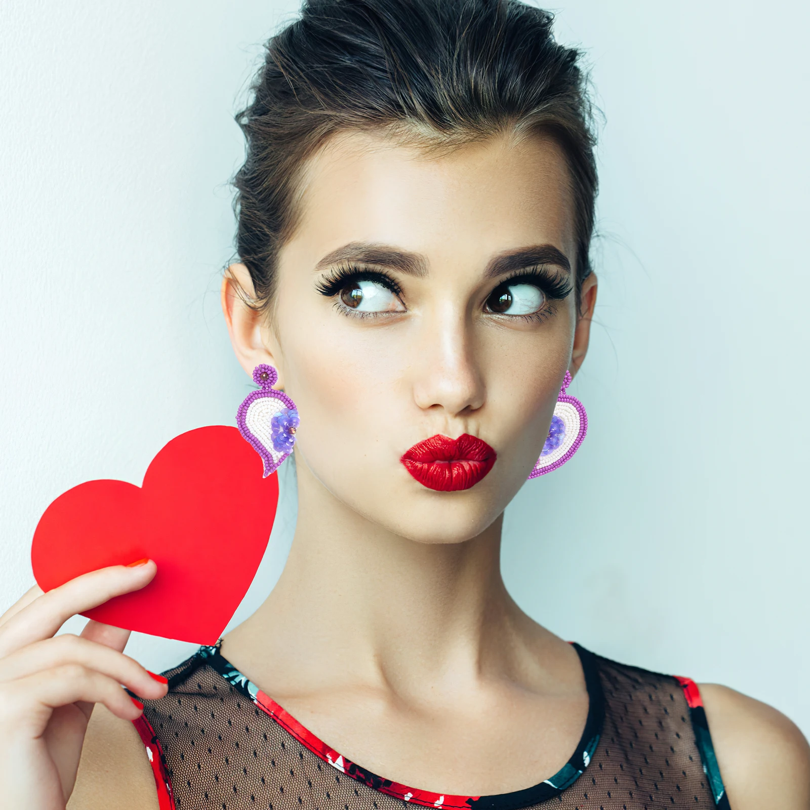 

Heart Flower Earrings Dating Drop Personality Club Dangle Acrylic Beads Beach with