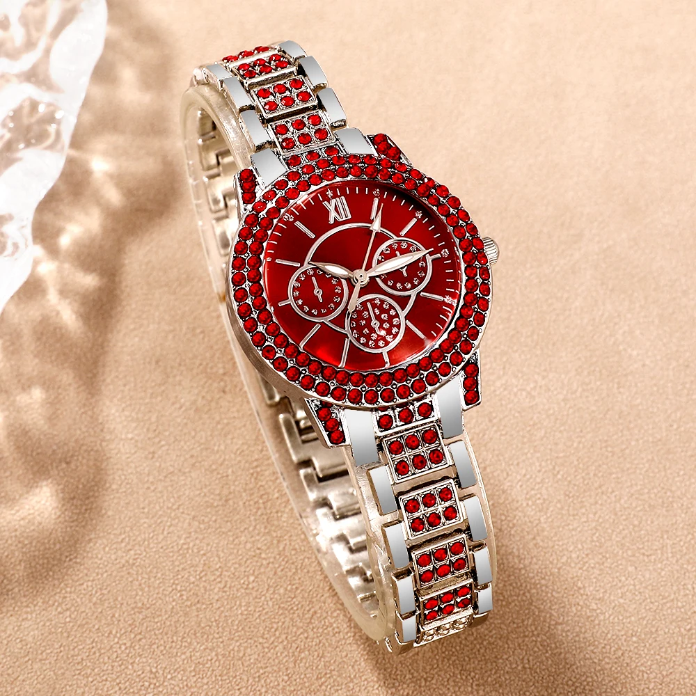 4pcs light luxury gorgeous women's quartz watch combination set, suitable for daily wear and holiday gifts