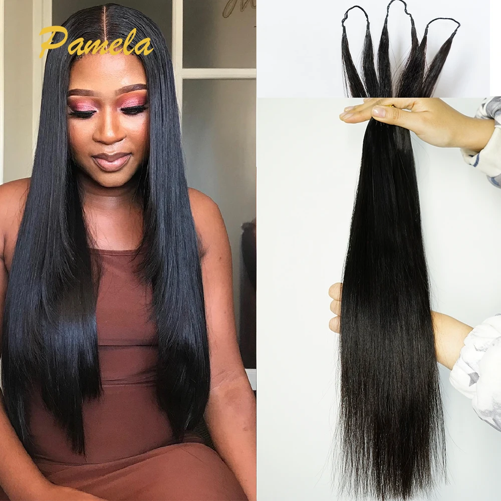 Knotless Pre-Separated Crochet Human Hair Extensions Bone Straight Feather Hair Extensions Feather Line 100% Human Hair