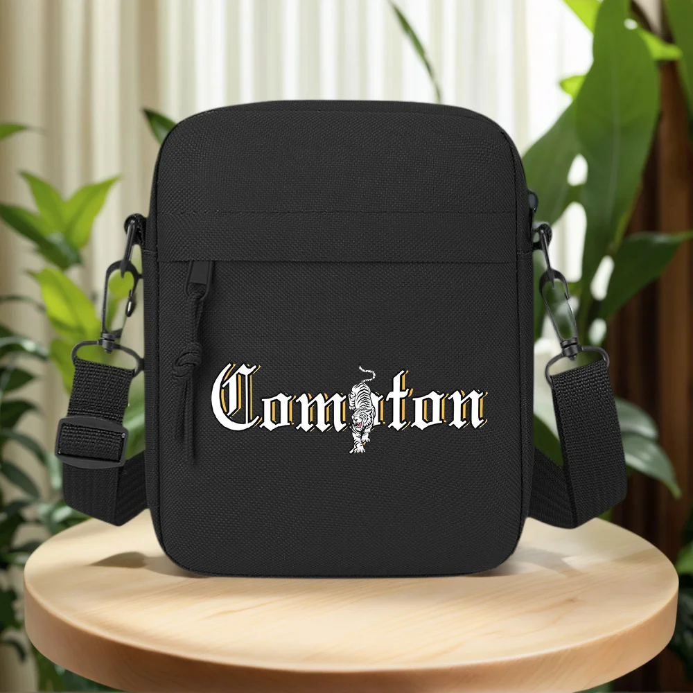 Compton tiger design black background Men Crossbody Bag Single Shoulder Women Cartoon Anime Film Printing Design Unisex
