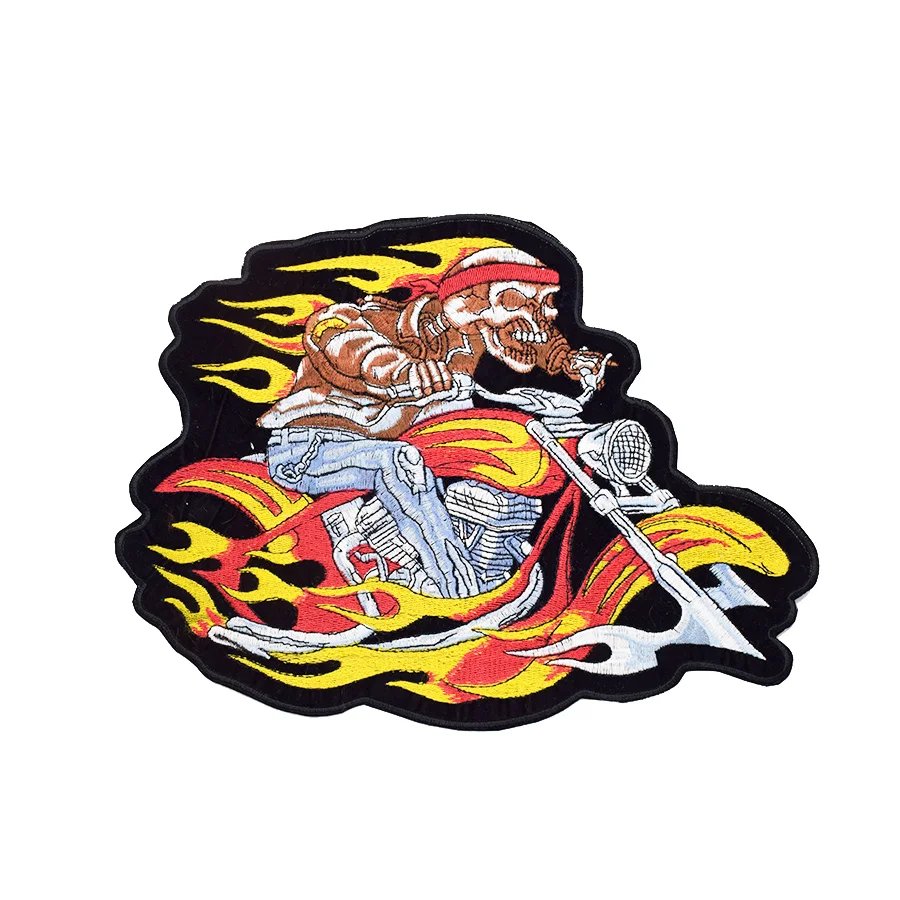 

Punk Skull Badge Patch for Motorcycle Jacket Clothes Iron Applique Men Sweater Stripe Sew Embroidery Patches for Trousers 1 PCS