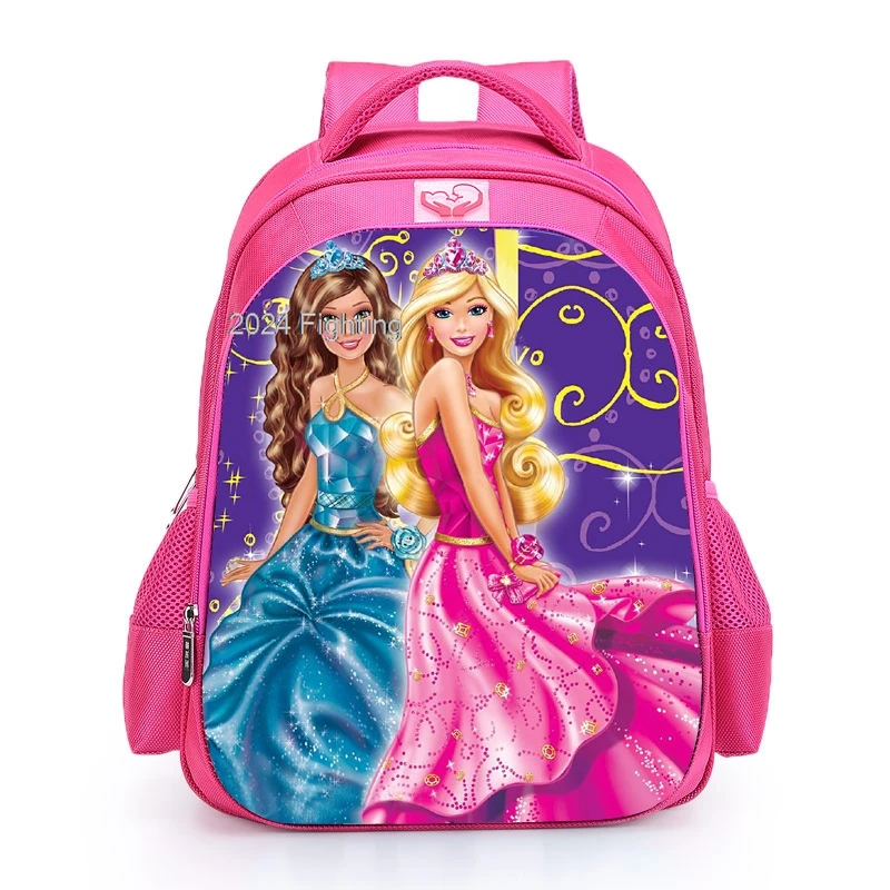 Princess Barbie Primary School Bag, Mochila de desenho infantil, Anime, Kawaii, Rosa, Meninas, Meninos