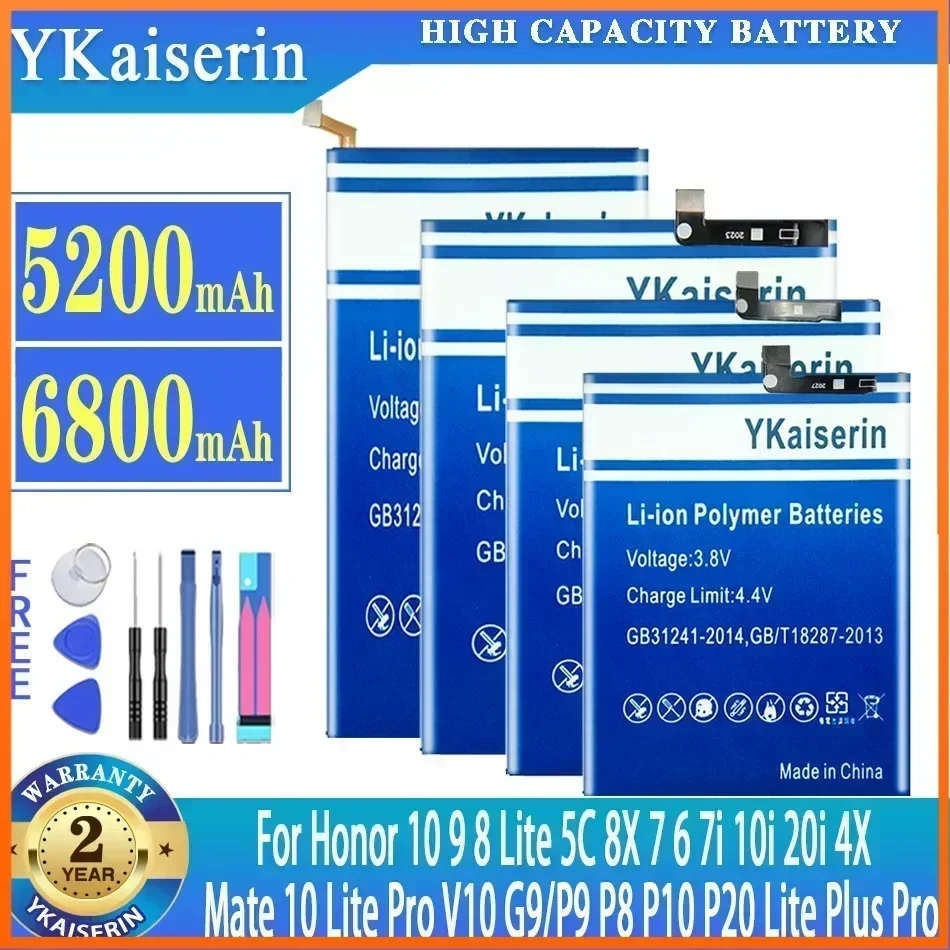 

Аккумулятор YKaiserin для Huawei P9 P8 P10 P20 Lite Plus Pro для Honor 10 9 8 Lite 5C 8X 7 6 7i 10i 20i 4X Mate 10 Lite Pro V10 G9