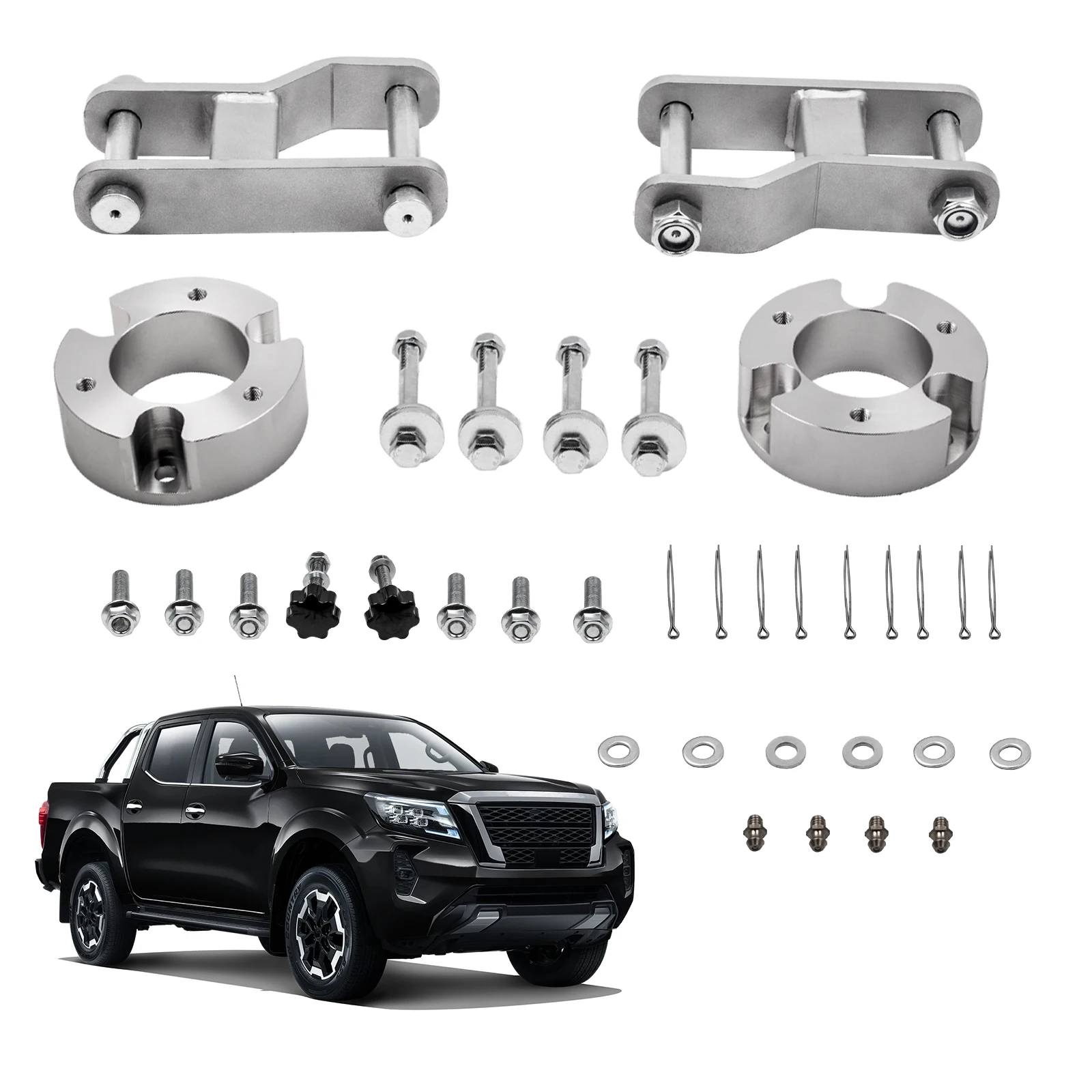 Lift Kit For Nissan Navara D40 Strut Spacers Extended Shackles 2.5" Front 2"Rear