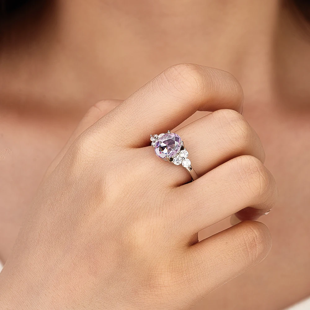 925 Silver Red Zircon Ring With Multicolored Stone Rings Oval Shape Engagement Jewelry Rings For Women