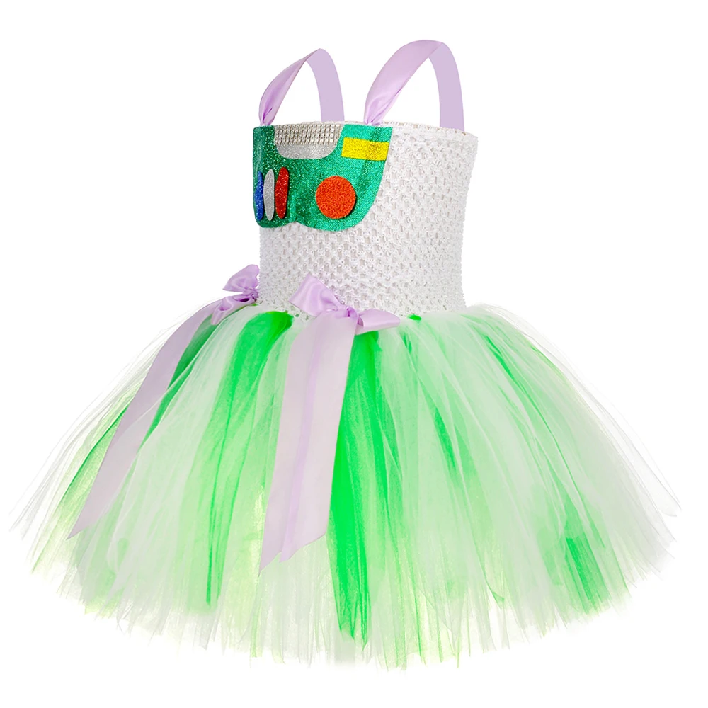 Toy Buzz Lightyear Costume for Girls Christmas Halloween Lined Tutu Dress fo Kids Birthday Outfit New Years Cartoon Toys Clothes