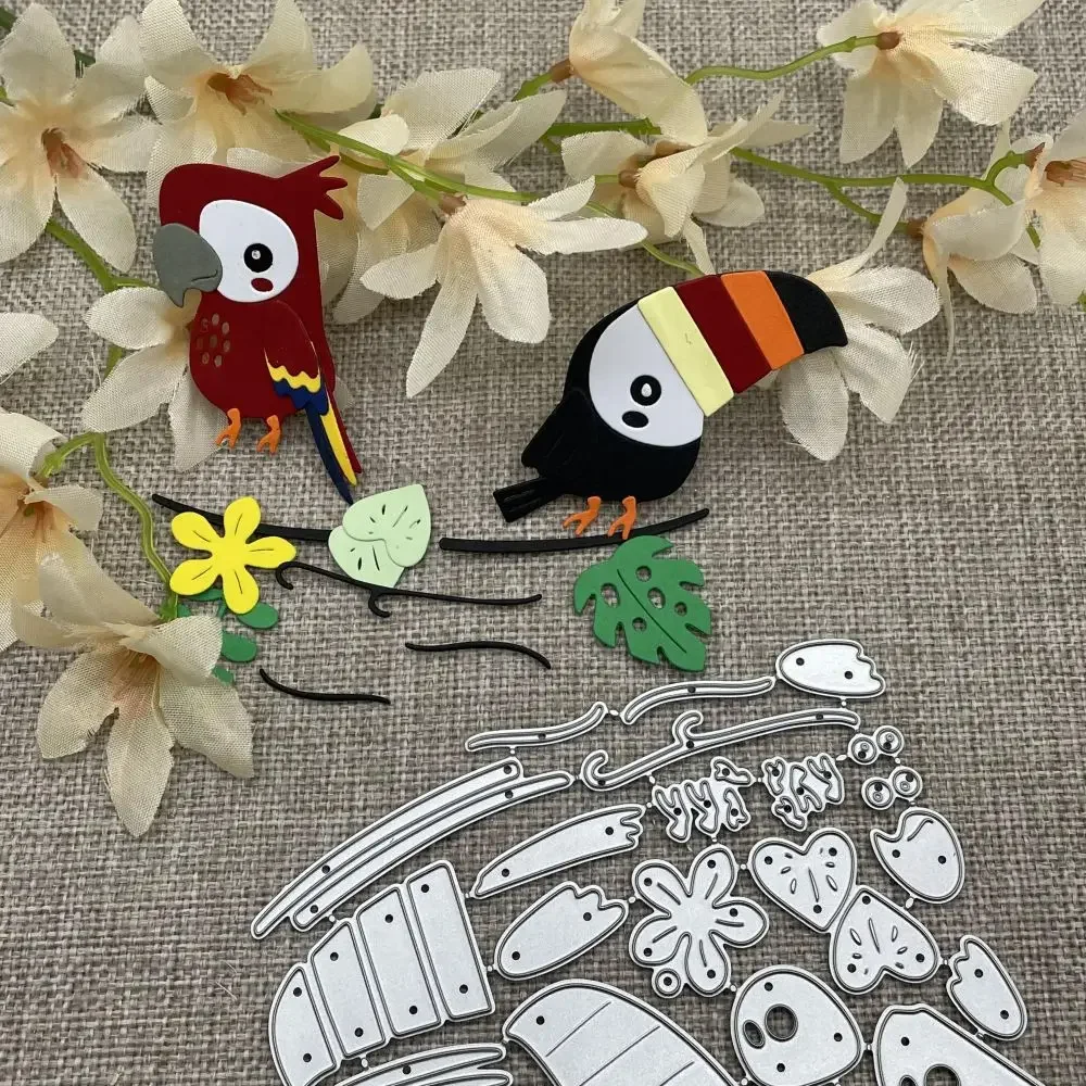 Toucan Parrot Flower Leaf Metal Cutting Dies Stencils For DIY Scrapbooking Decorative Embossing Handcraft Die Cutting Template