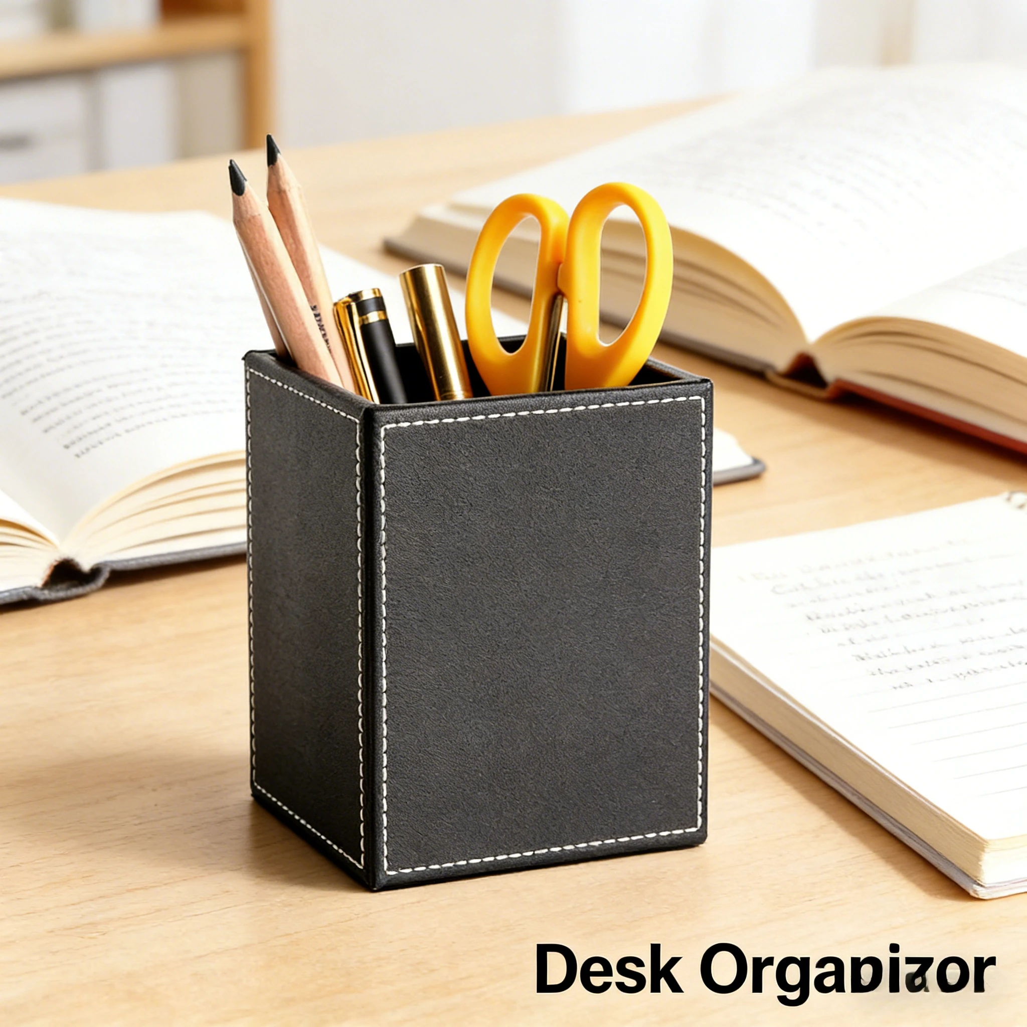 

Кожаный держатель для ручек в корейском стиле, креативный квадратный настольный органайзер, многофункциональный ящик для хранения офисных принадлежностей, декор для дома, подарок