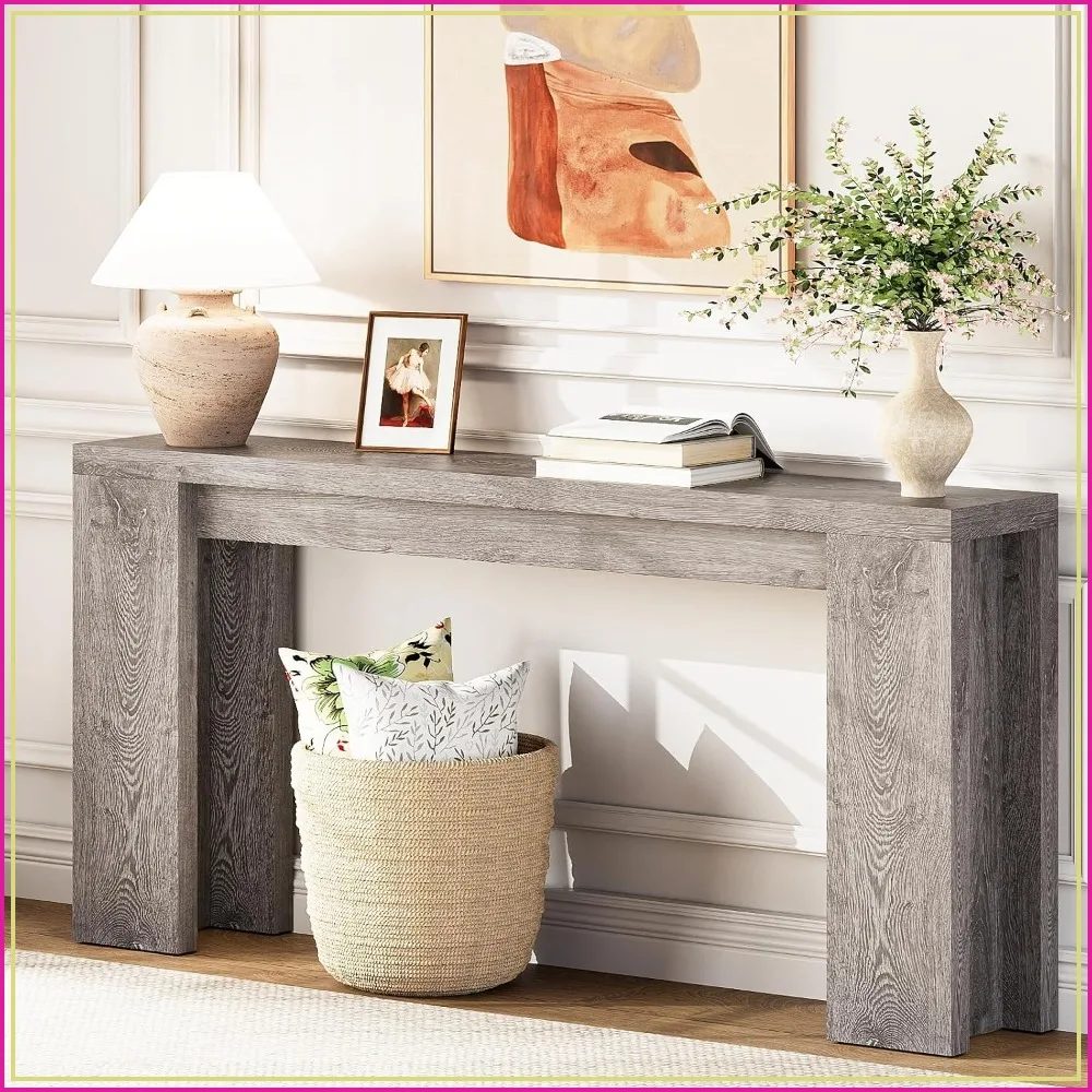 Extra Long Console Table 70.9 inch Farmhouse Entryway Table Grey