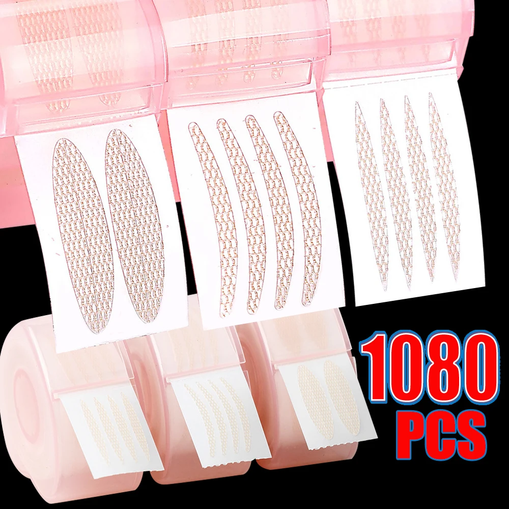 1080 stücke Doppel Augenlid Patches Make-Up Klar Beige Augenlid Streifen Große Augen Unsichtbare Doppel Falten Lidschatten Aufkleber Schönheit Auge werkzeug