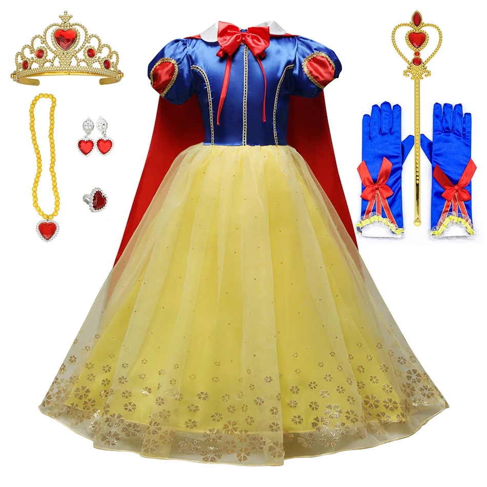 

Summer Little Girls Carnival Clothing Children Snow White Ball Big Bowknot Gown Halloween 3 4 5 6 7 8 9 10 Years Cosplay Dresses