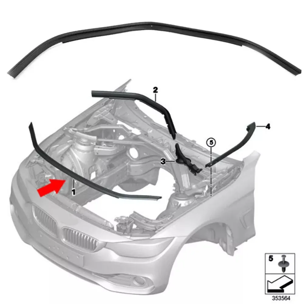 Hood Seal Strip Designed Specifically for BMW Vehicles Ensures Proper Fitment with Models like the f30 f36 OEM 51767255802