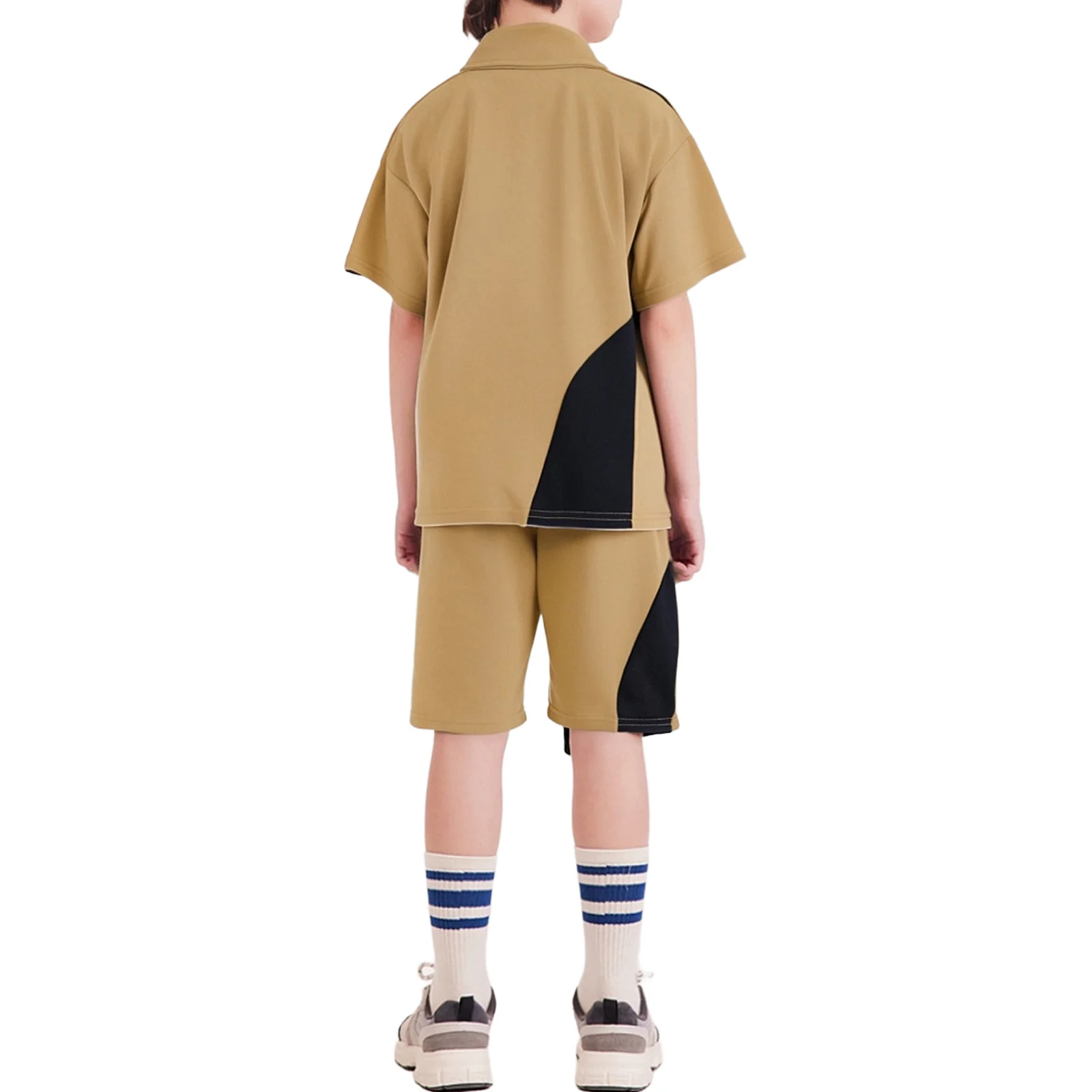Children's Scimitar Lapel Sporty Casual Suit Boys Fashion Color Block Athletic Outfit Hip-Hop Skateboarding Sports Costume Sets
