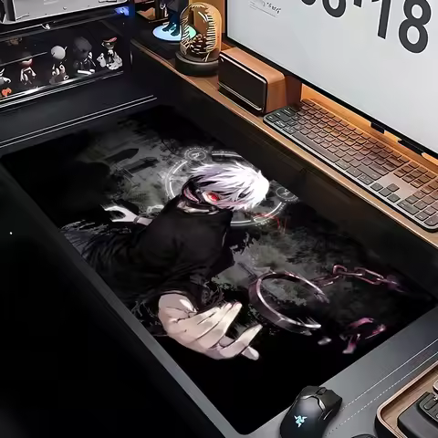 Mouse Pad Office PC Gaming Accessories Keyboard Rug Laptop Kaneki Ken Black And White Mousepad Japan Anime Tokyo Ghoul Desk Mat