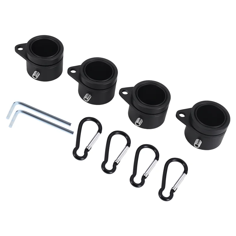 A11E-4 Pcs Flag Pole Rings Aluminum Alloy Mounting Rings 360 Degree Rotating Flagpole Anti Wrap Flag Pole (1 Inch Black)