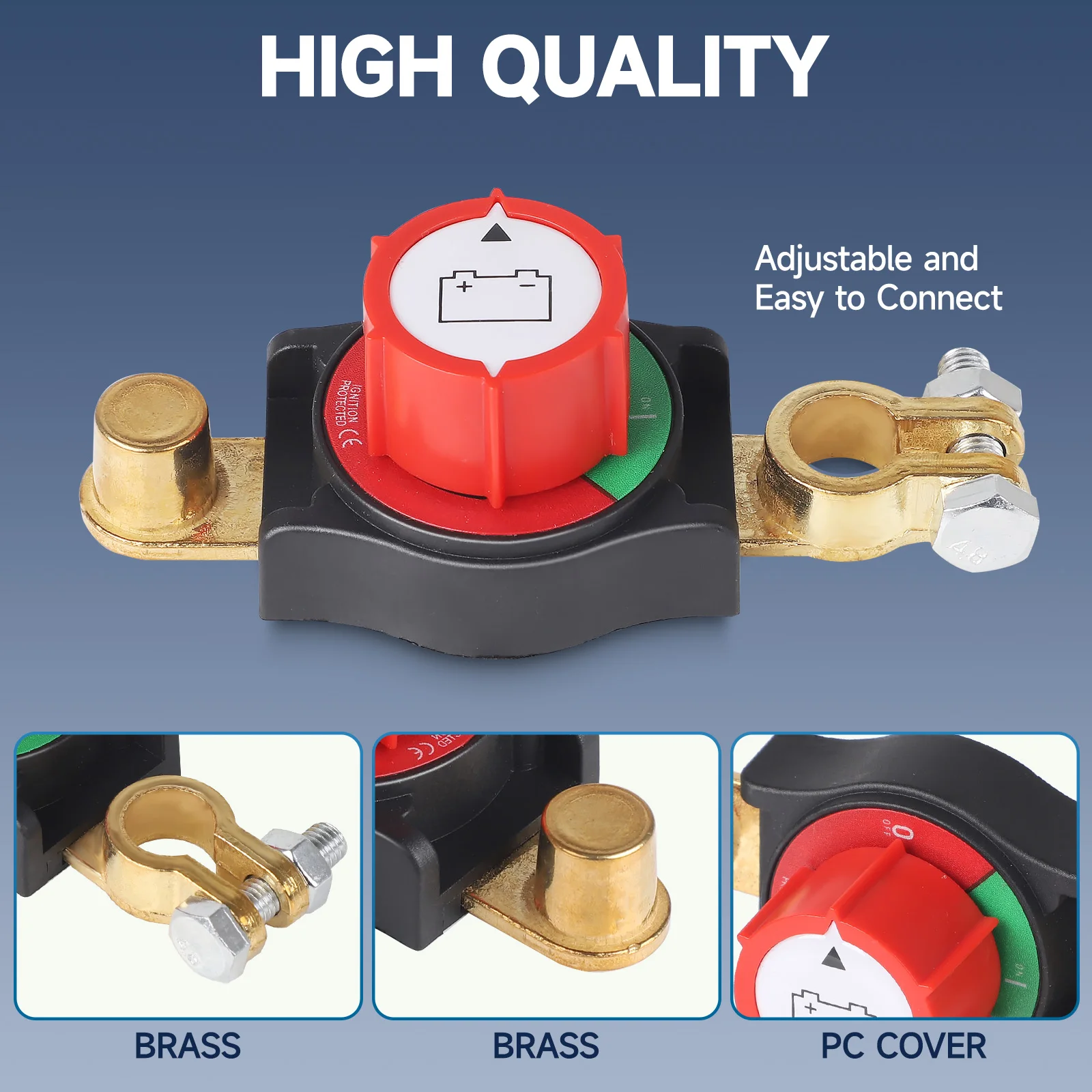 CNSPEED 12-48V 275A Top Post Battery Disconnect Kill Switch Negative Pole On/Off Heavy-Duty Isolator Switch For Car Camper Boat
