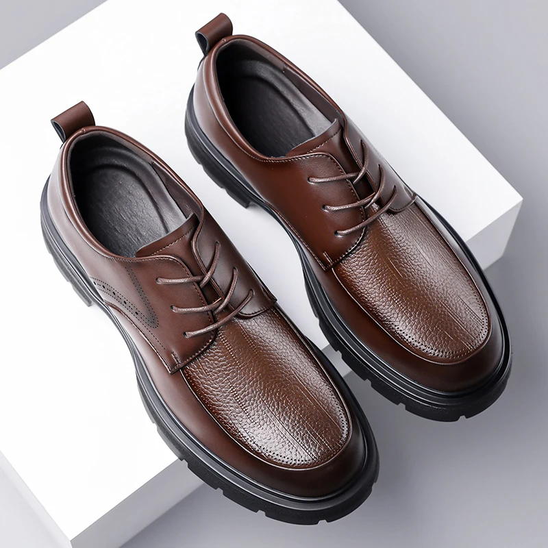 

Men's height increasing leather shoes Retro business high-quality style Office Dress up party Black Brown shoes lace-up Suit