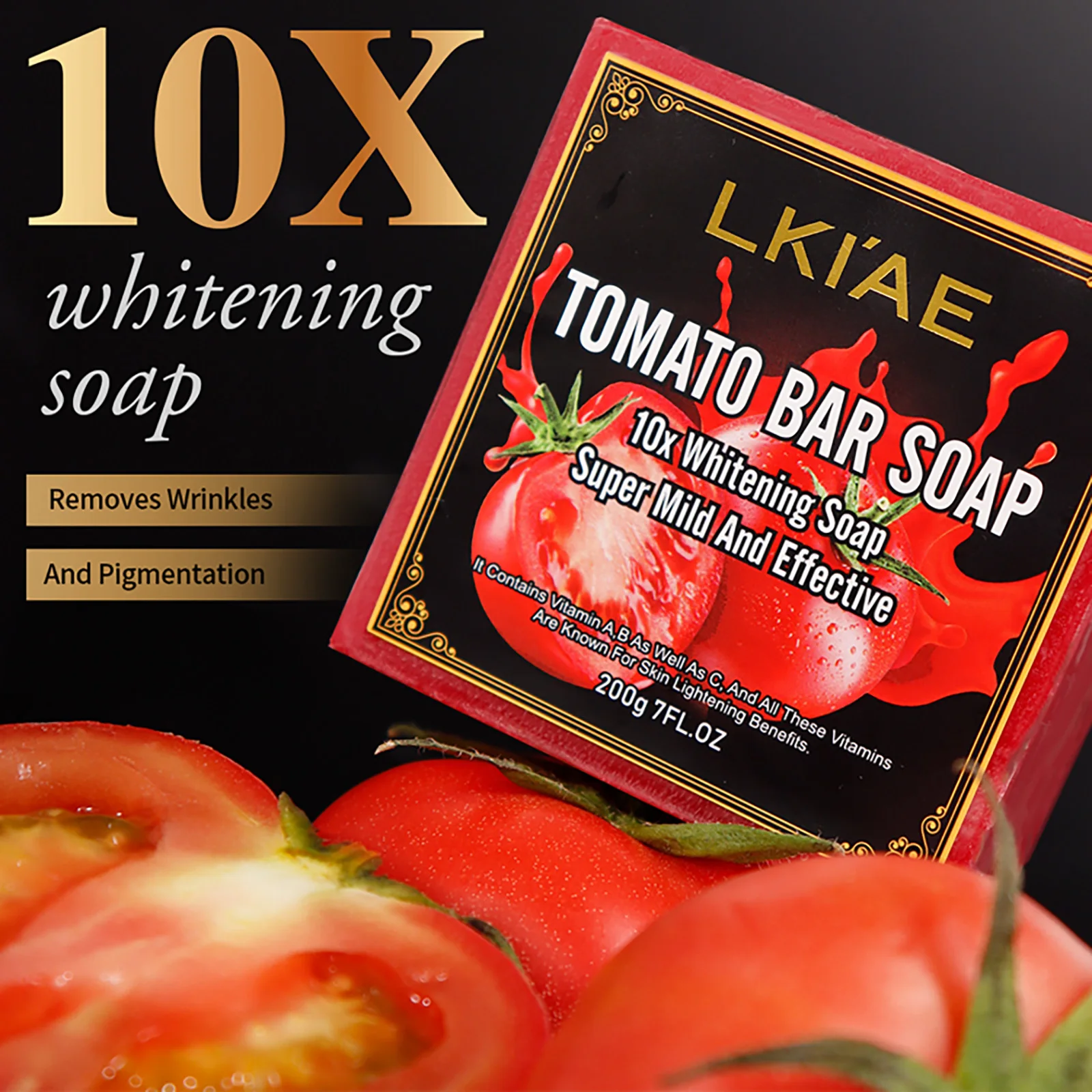 AILKE Organic Tomato Soap Bar, Lighten Skin, Deeply Clean, Exfoliate, Remove Black Spots, Moisturizing, With Rich Foam Body Wash