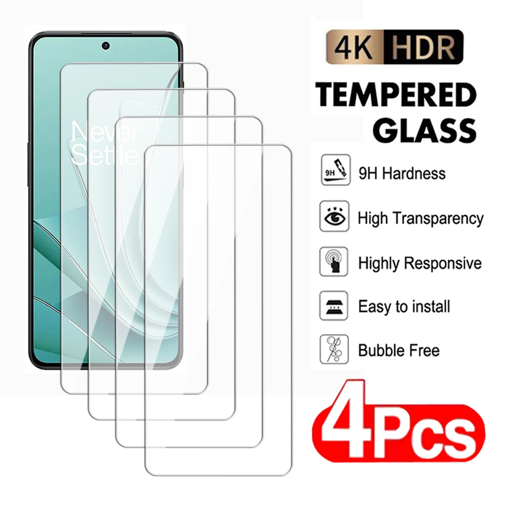 4Pcs Full Tempered Glass For Oneplus Nord CE 2 3 Lite ACE 5G Pro Lite Screen Protector Nord 2T 3 ACE 2V Tempered Protective Film