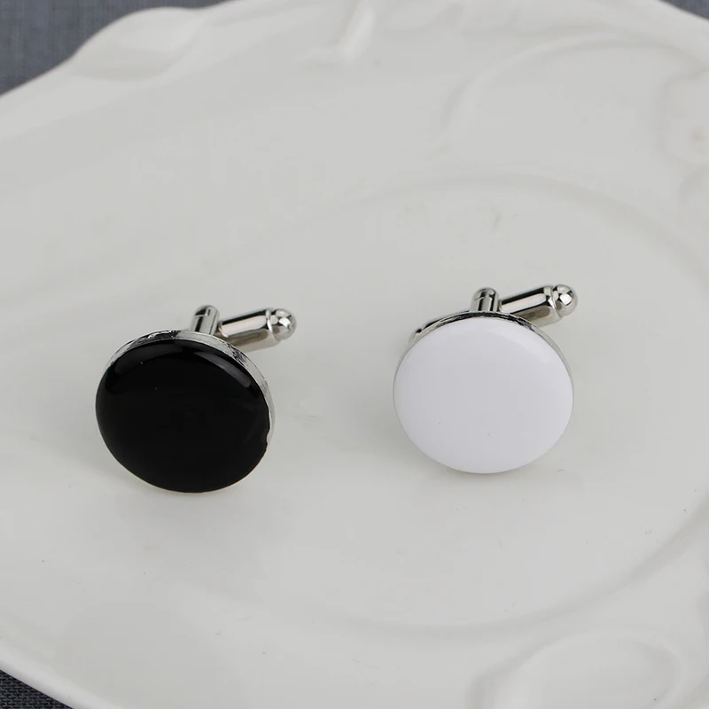Classic Black And White Colors Go Chess Pieces Deisgn Mens Cufflinks Blank Round Sleeve Button