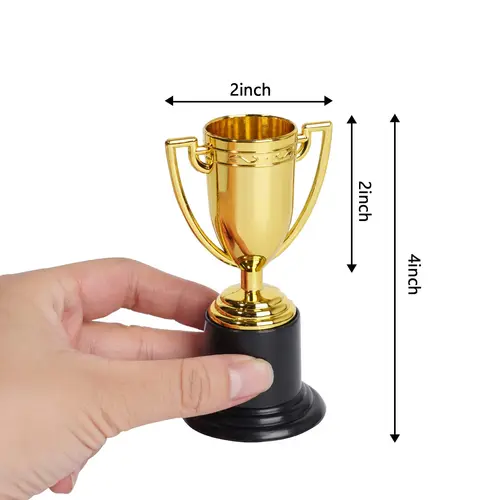 Imagen 2 del producto Mini trofeo de premio de oro de 24 piezas para niños y adultos, trofeos de plástico de 4 pulgadas para deportes, recuerdos de fiesta, torneos, competición
