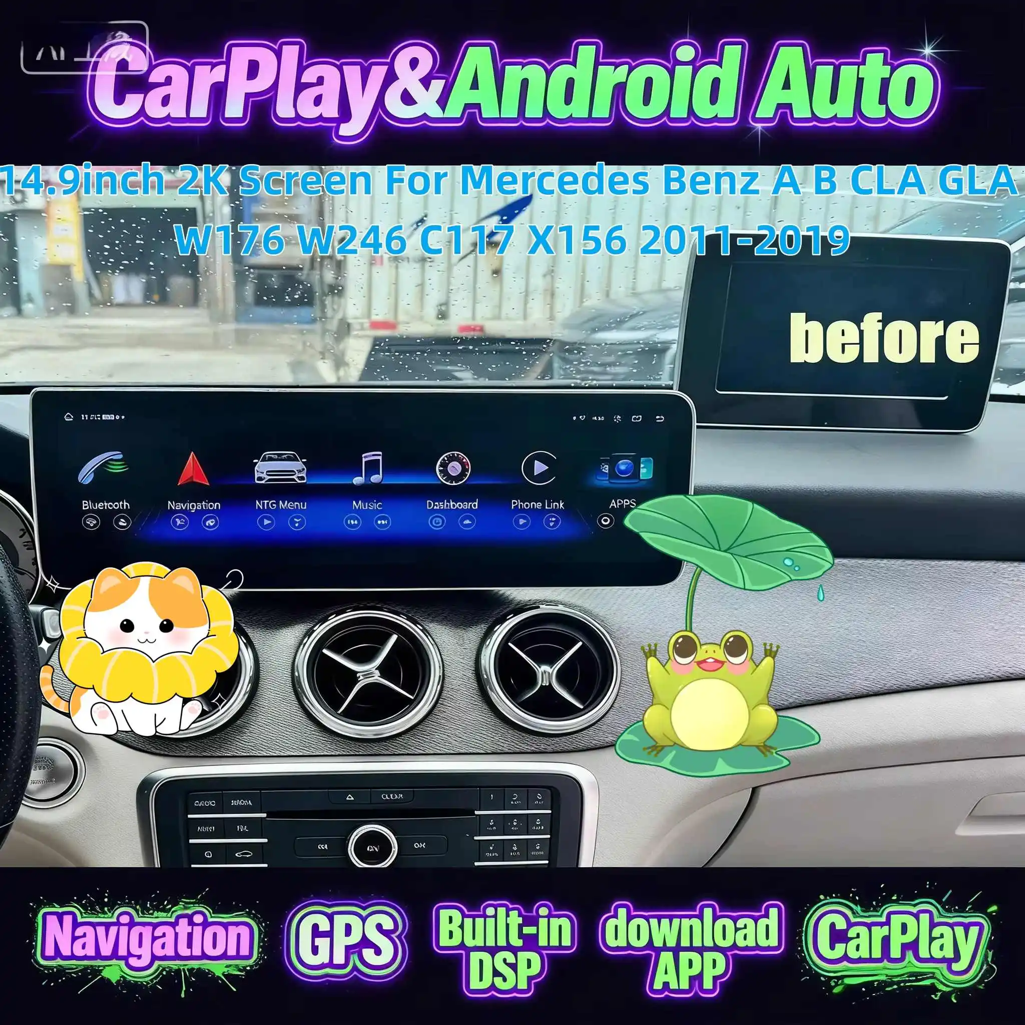 

14.9inch Car Radio For Mercedes Benz A B CLA GLA W176 W246 C117 X156 2011-2019 Carplay DSP Multimedia GPS WiFi 4G Navigation