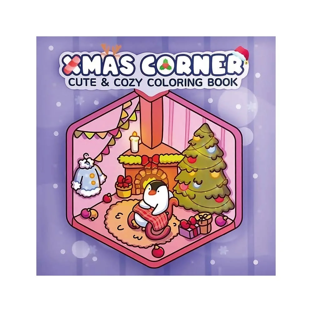 

Уютная рождественская книжка-раскраска, обучающая книга для снятия стресса в мягкой обложке, подарочная книга с рисунками мультфильмов