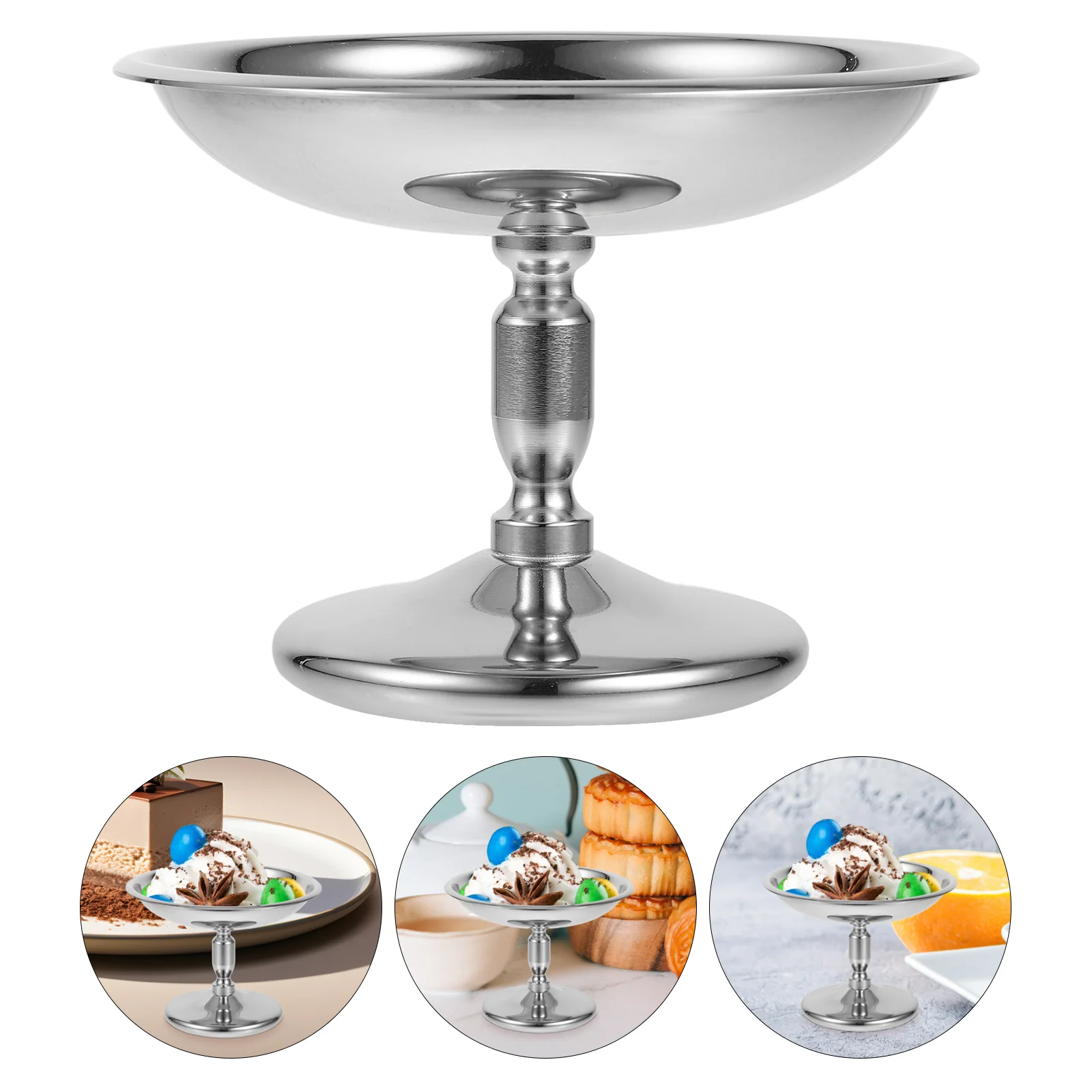 

Ice Cream Bowl Dessert Serving Cup Cups Multi-function Container High Base Metal Stainless Steel