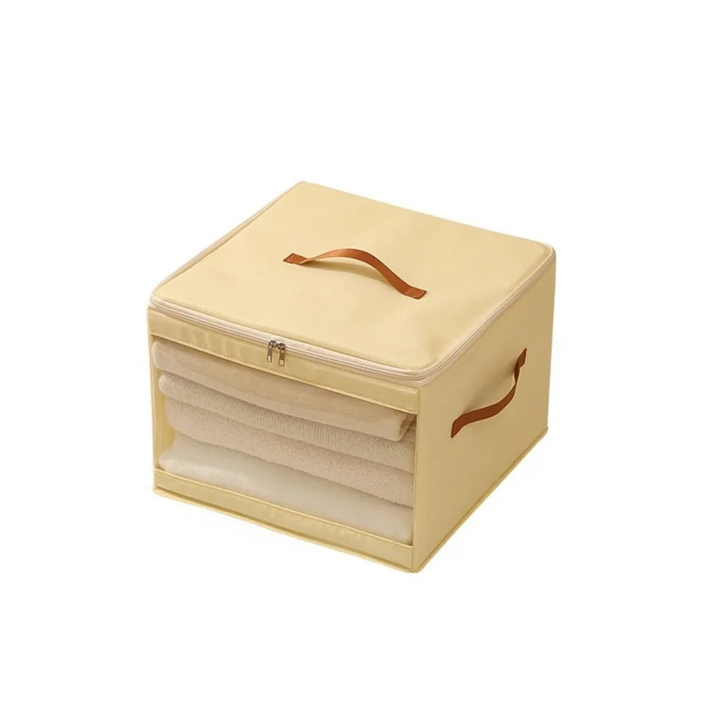 

Non-woven Fabric Square Storage Box Zippered Folding Clear View Clothes Storage Box Space Saving Waterproof