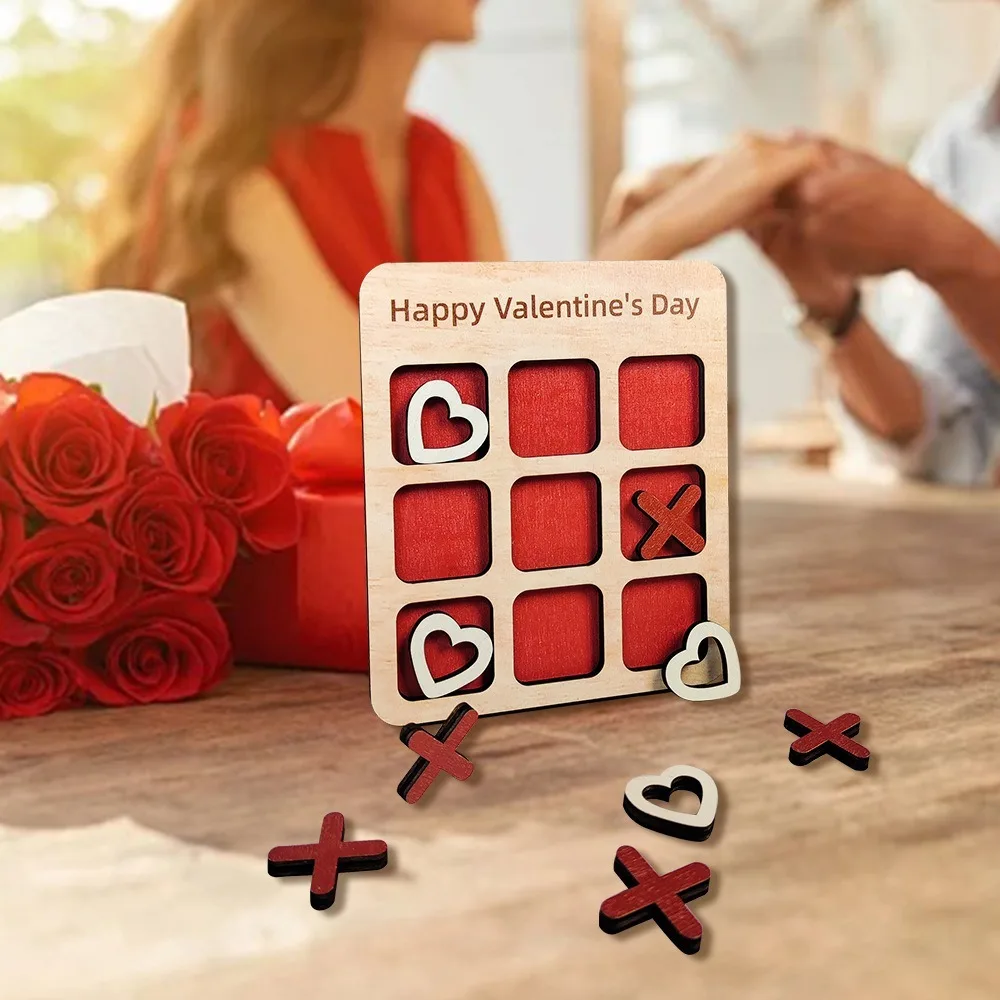 Pädagogisches romantisches Valentinstag-Brettspiel, Mini-Liebesschach aus Holz, Liebesstrategie aus Holz, pädagogisch, interaktiv