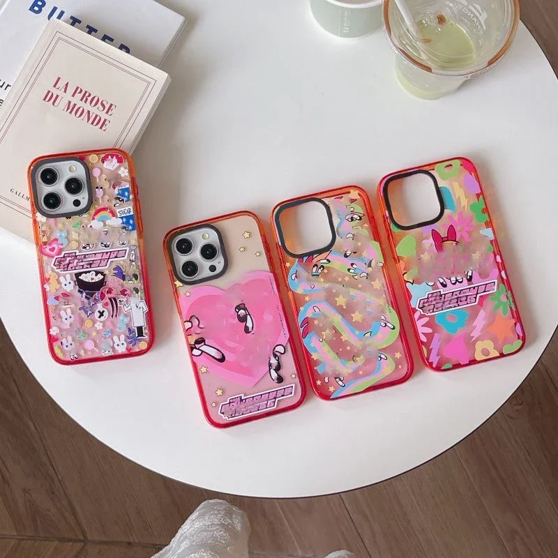 

Cartoon Girl Peach Gradient Border 2.0 Acrylic Phone Case Cover for IPhone 11 12 13 14 15 Pro Max Case