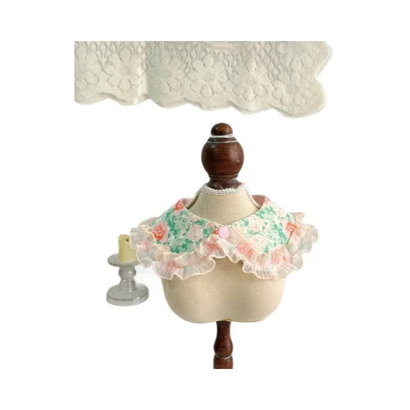 Pet Flower Collar Rose Bib Cat Dog Drool Towel Pet Shawl Teddy Bear Small Dog Scarf Dog Accessories for Small Dogs Puppy view 6