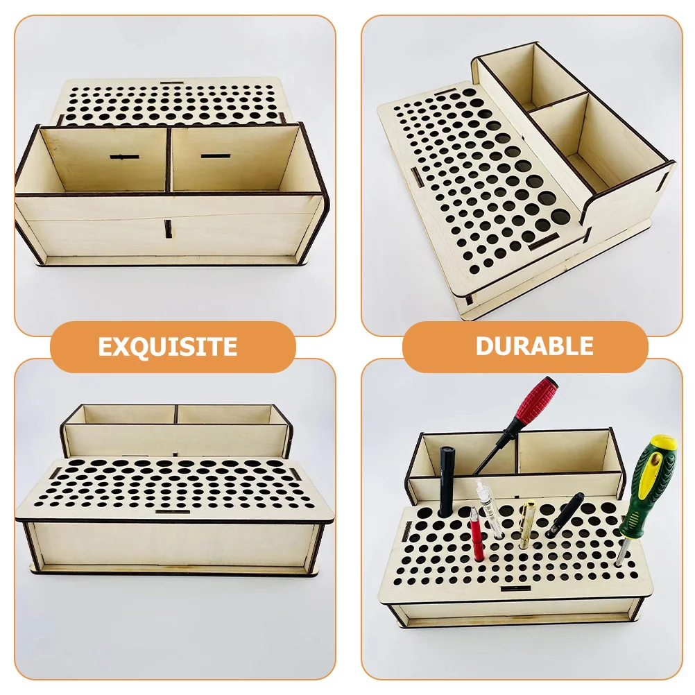 

Wooden Leathercraft Tool Rack 103 Holes Practical Tool Holder DIY Storage Organizer Storage Holder for Tools