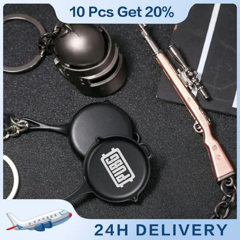 PUBG Keychain Battlegrounds Backpack Armor Helmet Pan Key Chain Ring Army Jewelry For Souvenir Cosplay Props Holder Bags