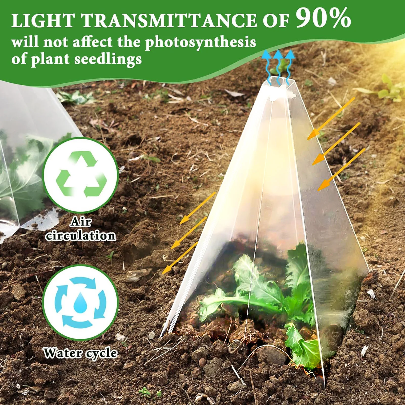 

Plastic Small Plant Seedling Protector Cone Shape Greenhouse Protect Cover Suitable for Succulents Green Plants