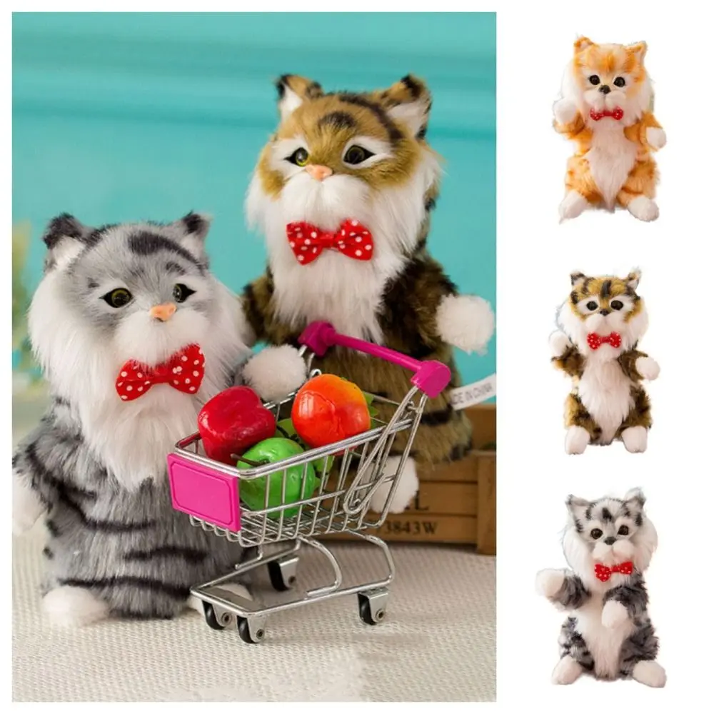 

PP Cotton Simulation Cat Plush Toys with Sound Fluffy Soft Stuffed Kitten Model Comfortable Ins Fake Cats Plushie Figure