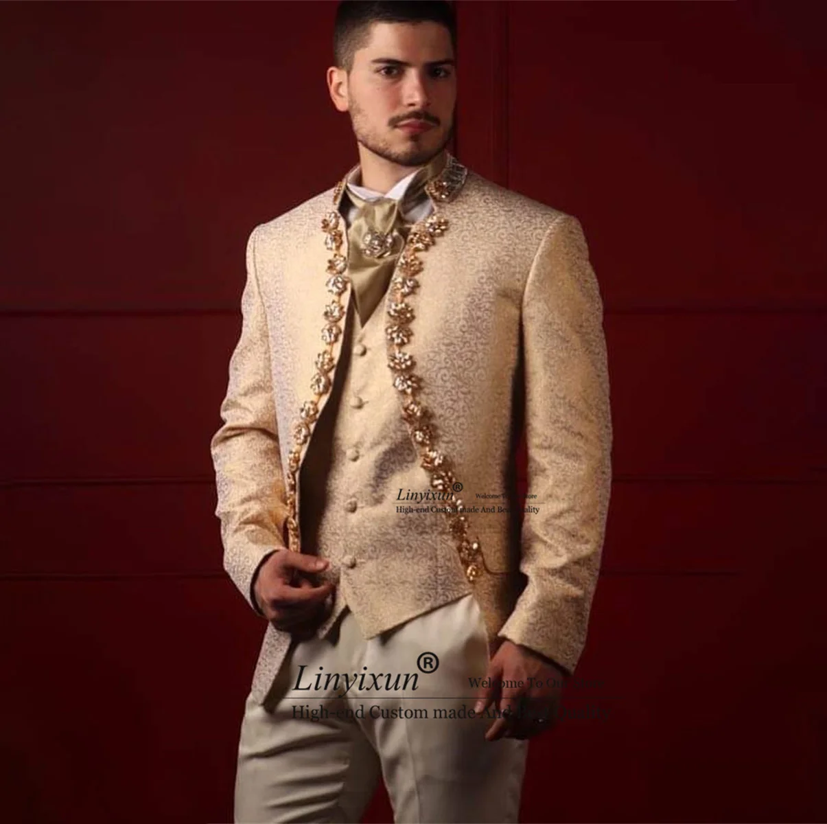 

Эльгент, итальянский стиль, искусственные кристаллы, одежда для жениха, смокинги, 3 предмета, мужская Тонкая мужская одежда