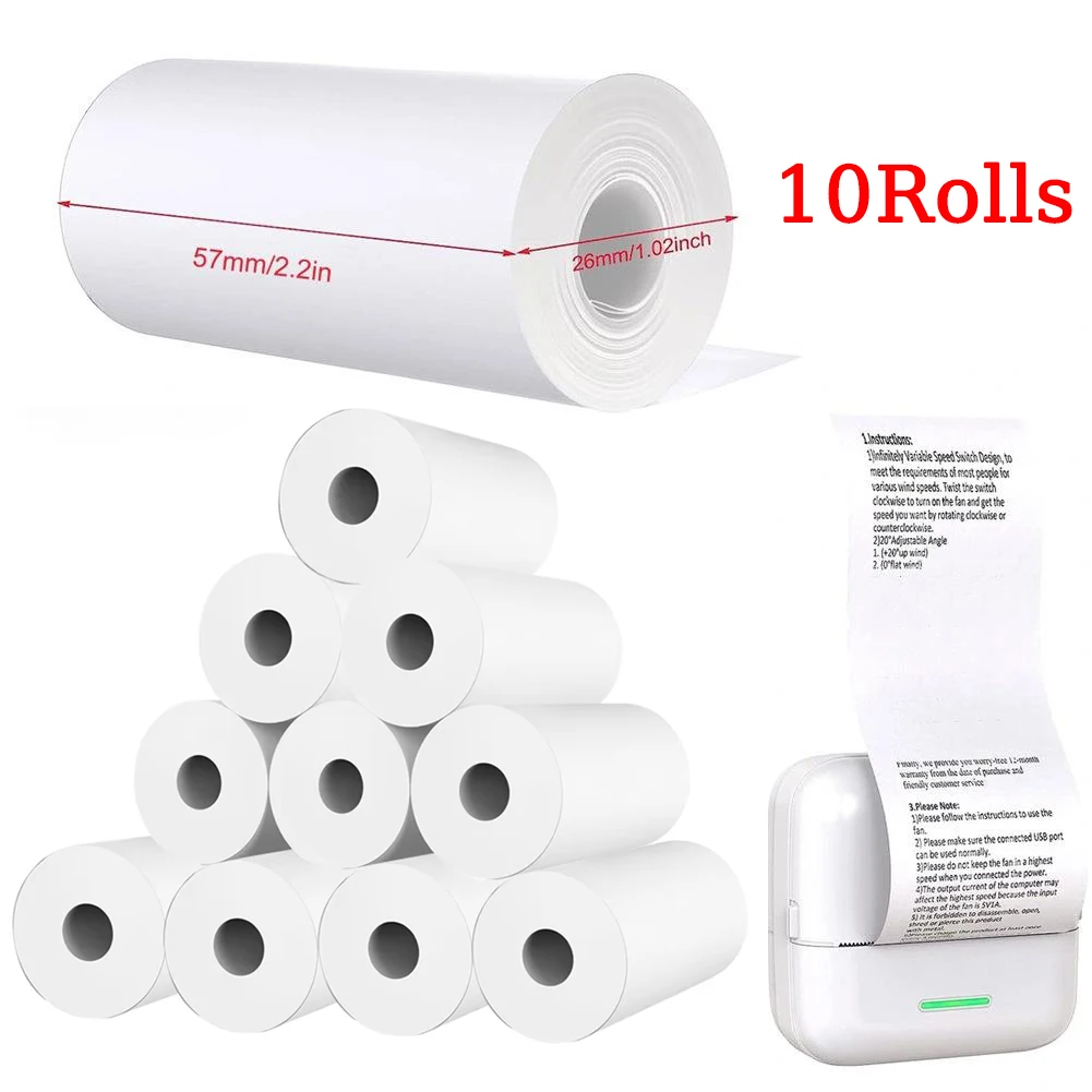 5/10Rolls 57x25 MM Thermal Paper White Kids Camera Printing Paper Replacement Instant Print Waterproof Printing Receipt Papers