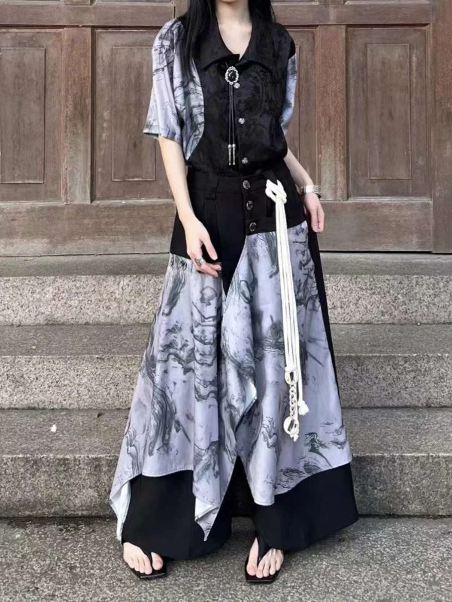 

High-End Luxury Women's Wide Leg Pants New Chinese Sle Design Sensation Small ence High Waist Long Pants Casual Trousers