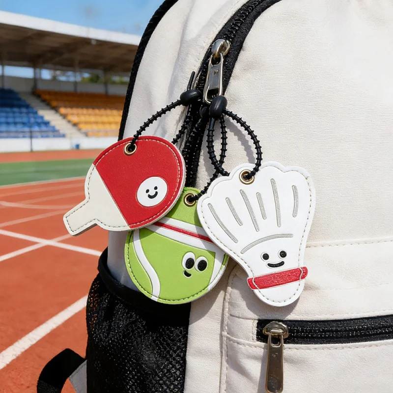 Cartoon Sporty Ball Shaped Table Tennis Badminton Key Chains Pouch Storage Bag pendent ornament Key Chain Keyring Souvenir Gift