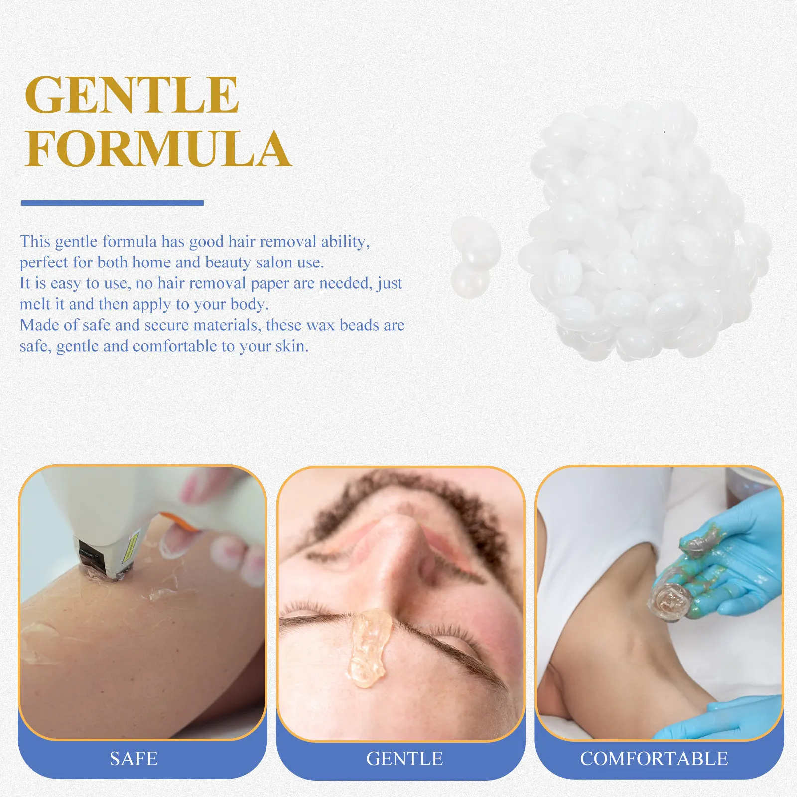 1Pack Hair Removal Wax Beads Hard Wax Beads for Body Face Legs Underarms Gentle Skin Friendly Apply Beauty Salon Grade
