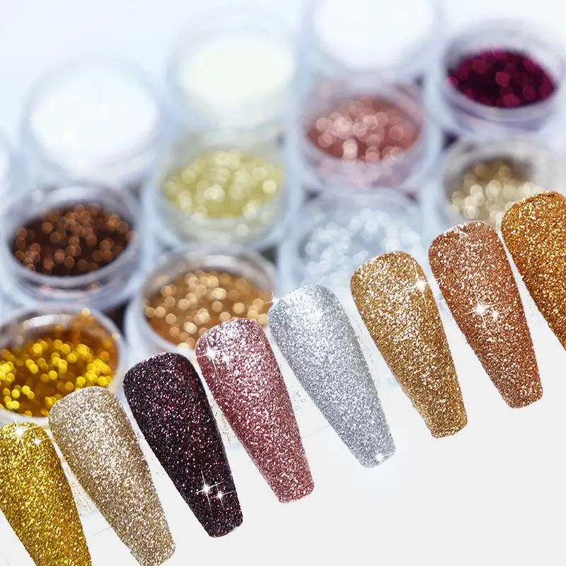 Shiny Nail Art Glitter Fine Powder For Nail Design Sparkle 0.2mm Chrome Pigment Dust Nail Charms DIY Polish Manicure Decorations