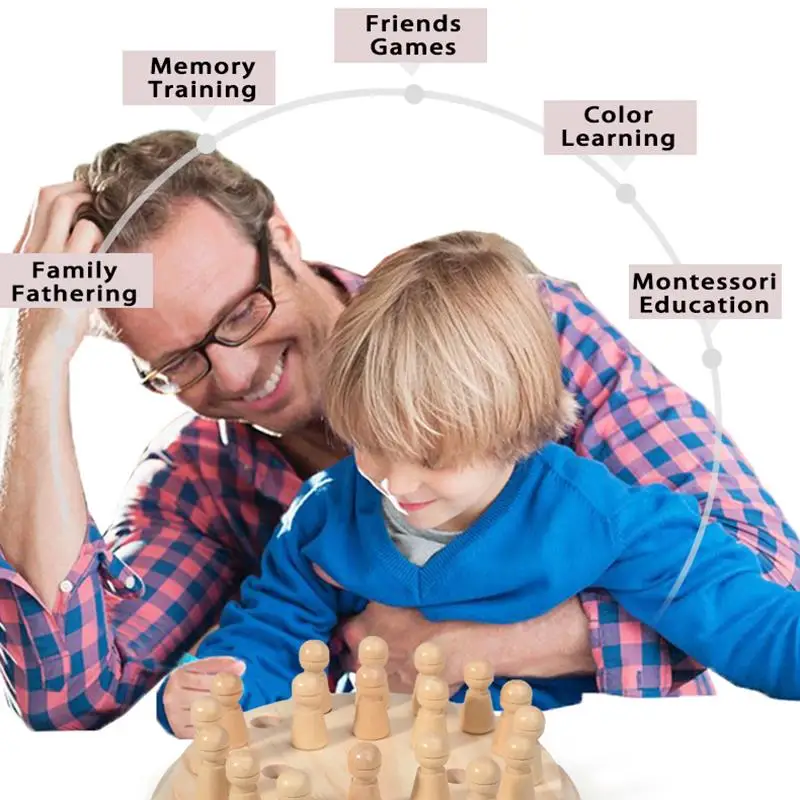 Wooden Puzzle Toys Montessori Educational Learning Color Sensory BeBe Memory Match Stick Chess Party Game Children Kids