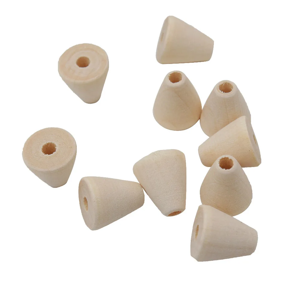 

100pcs Wooden Beads Cone Shape Kit Jewelry Making Bracelet Crafts Safe Creative Use Kids Toy Building Blocks